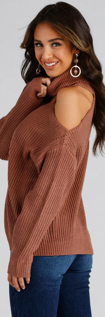 Chic Cold-Shoulder Knit Sweater