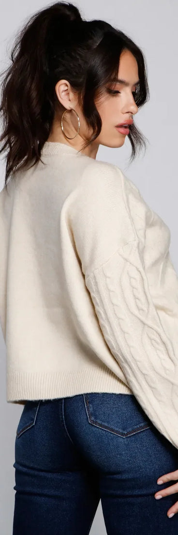 Cute And Cozy Cable Knit Cropped Sweater