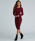 Chic Twist Long Sleeve Midi Dress