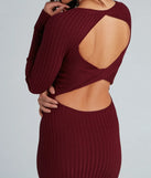 Chic Twist Long Sleeve Midi Dress