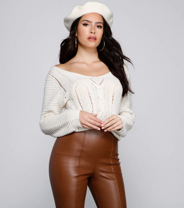 Cozy Cute Lattice Back Sweater