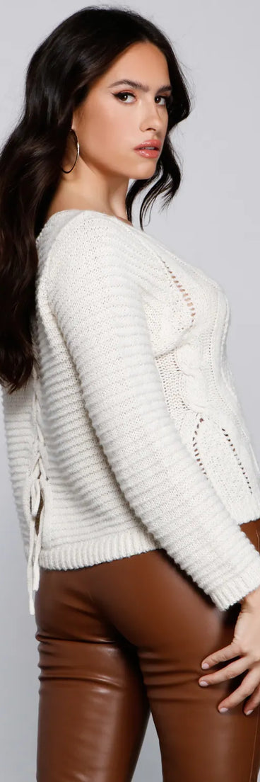 Cozy Cute Lattice Back Sweater
