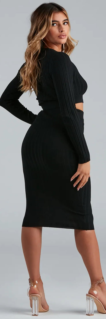 Own It Ribbed Knit Midi Dress