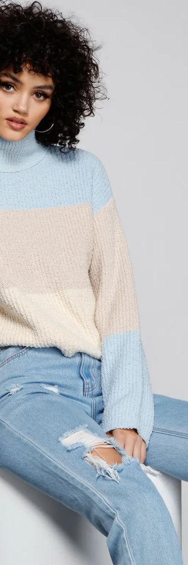 Cozy Color Block Waffle Knit Sweater