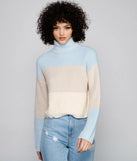 Cozy Color Block Waffle Knit Sweater