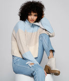 Cozy Color Block Waffle Knit Sweater