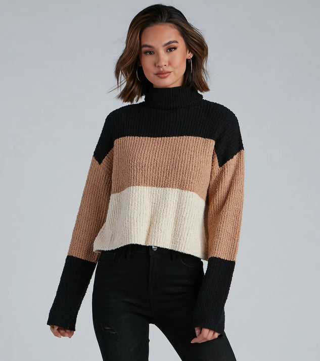 Cozy Color Block Waffle Knit Sweater Windsor