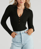 Preppy Affair Henley Long Sleeve Bodysuit
