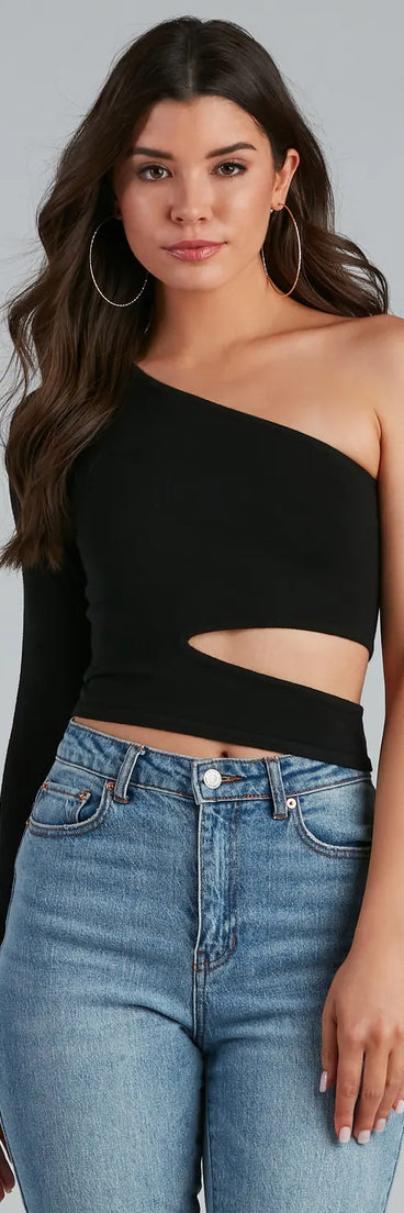 One Shoulder Allure Cutout Top