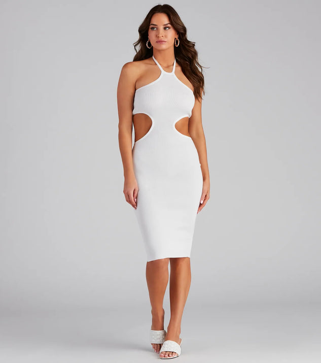 Island Tide Halter Cutout Midi Dress