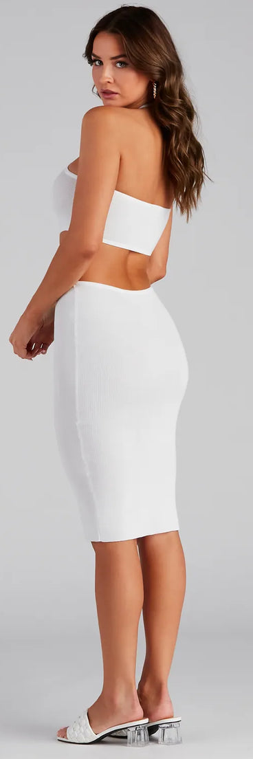 Island Tide Halter Cutout Midi Dress