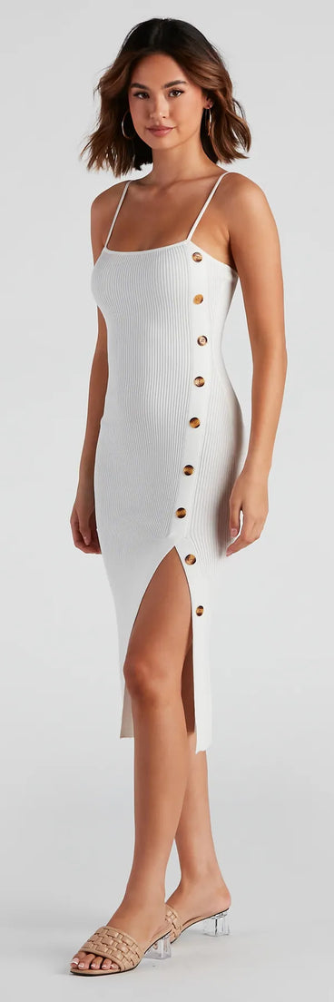 Cute As A Button Sweater Midi Dress