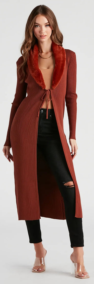 Forever Fabulous Faux Fur Knit Duster