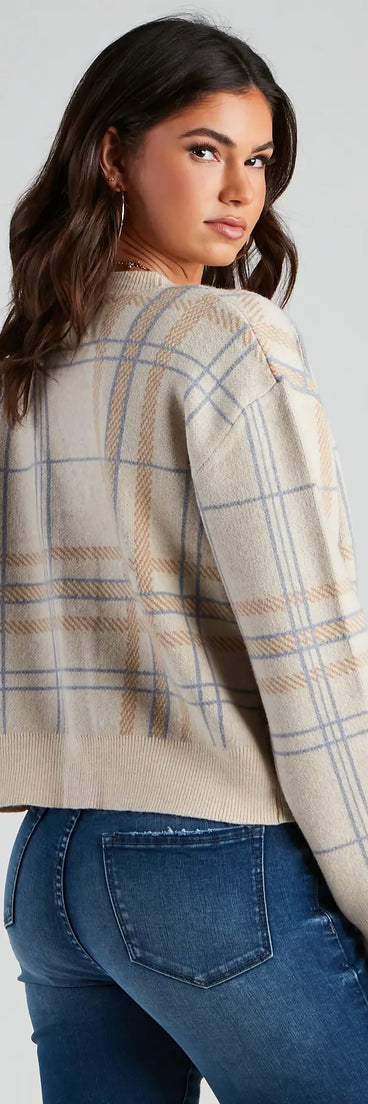 Casually Preppy Plaid Cardigan