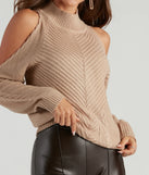 Chic In Cable Knit Cold Shoulder Sweater