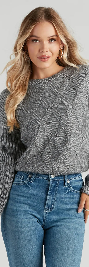 Cable Knit Vibes Crop Sweater