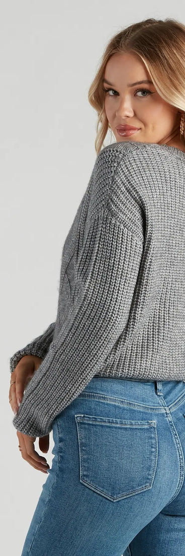 Cable Knit Vibes Crop Sweater