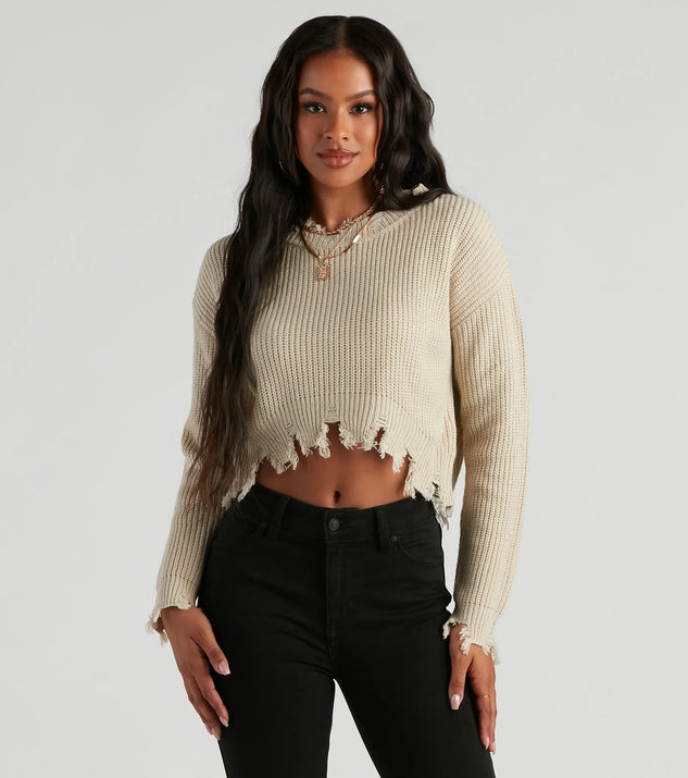 Perfect Knit Distress Crop Sweater | Windsor