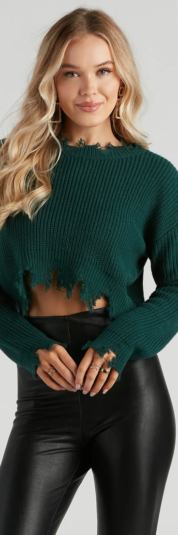 Perfect Knit Distress Crop Sweater