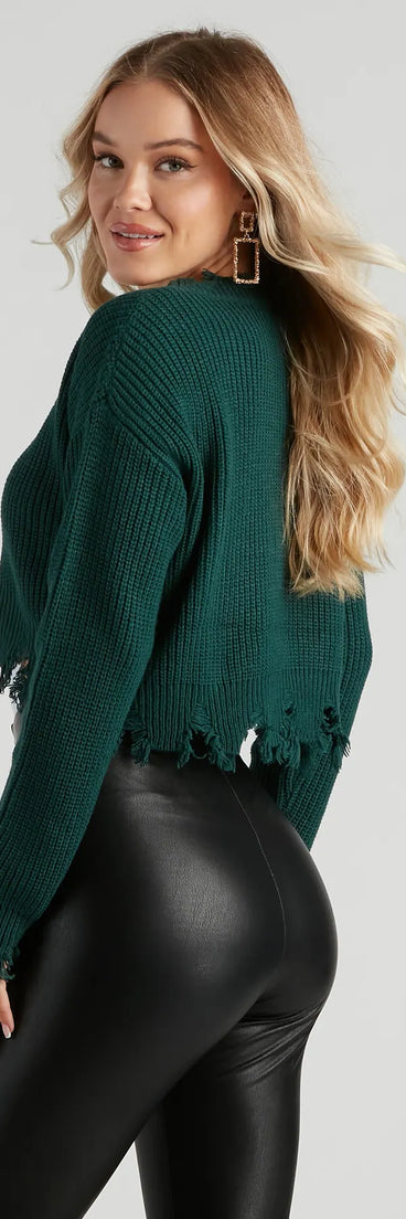 Perfect Knit Distress Crop Sweater