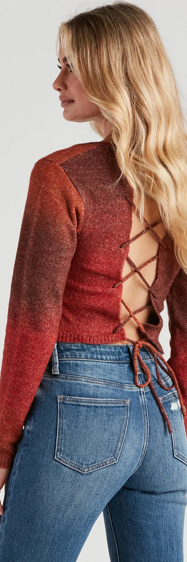 Autumn Spice Lace-Up Sweater