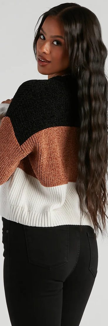 Real Sweet Colorblock Chenille Sweater