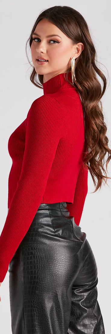 Flirty Secret Mock Neck Sweater Top