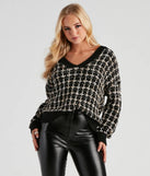 Sweet In Tweed V-Neck Sweater