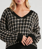 Sweet In Tweed V-Neck Sweater