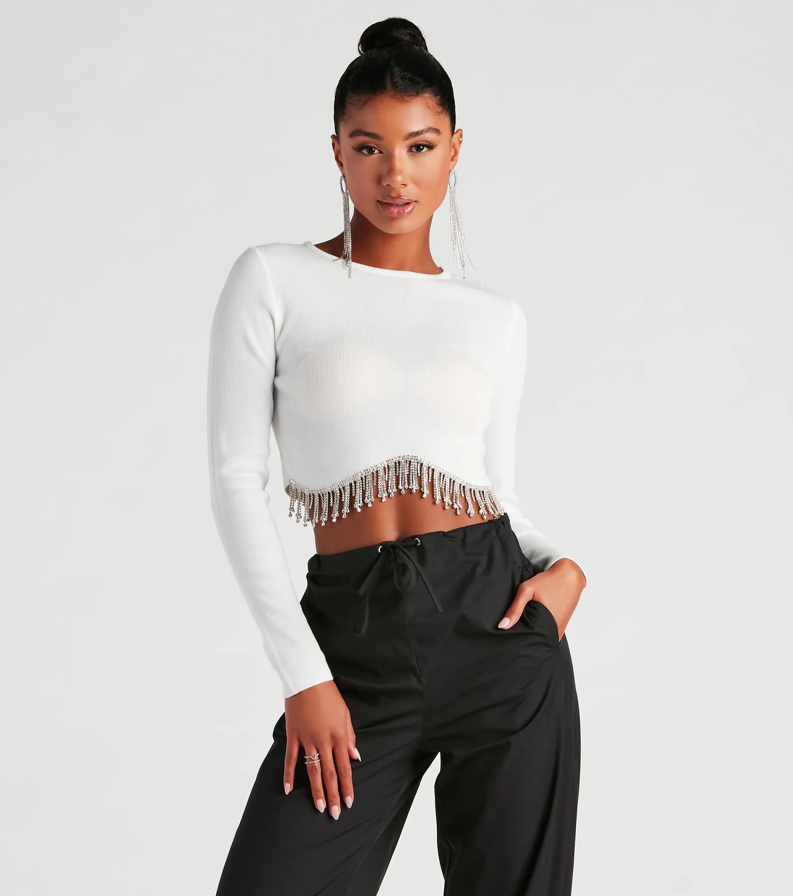 Bejeweled Me Rhinestone Fringe Top | Windsor