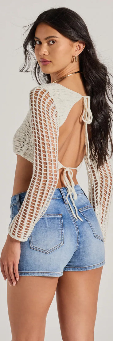 Crochet Cutie Long Sleeve Crop Top
