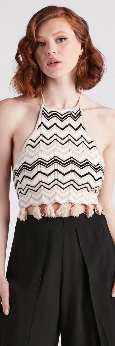 Under The Sun Chevron Knit Sweater Top
