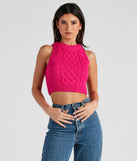 Trendsetting Cutie Cable Knit Cropped Tank