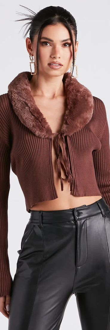 Fur Real Slay Knit Crop Cardigan