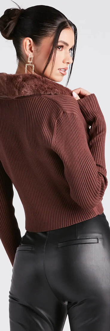 Fur Real Slay Knit Crop Cardigan