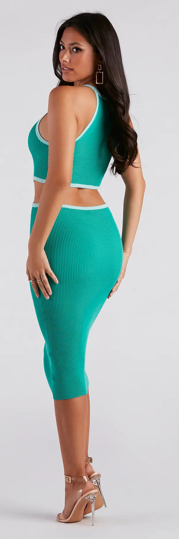 Playful In Knit Halter Midi Sweater Dress