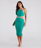 Playful In Knit Halter Midi Sweater Dress