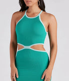 Playful In Knit Halter Midi Sweater Dress