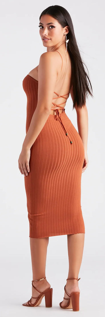 Island Rhythm Halter Sweater Midi Dress