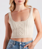 Fall Back In Love Cable Knit Crop Top