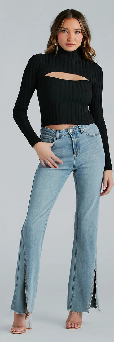 Cut Out The Drama Rib Knit Sweater Top