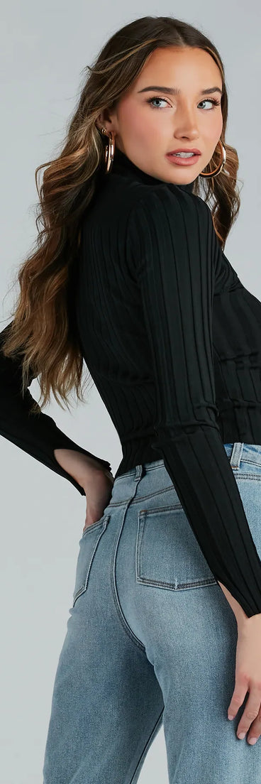 Cut Out The Drama Rib Knit Sweater Top