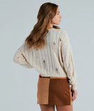 Latte Meet Up Distressed Cable Knit Sweater