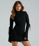 Make An Appearance Lace-Up Sweater Mini Dress