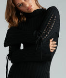 Make An Appearance Lace-Up Sweater Mini Dress