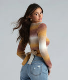 Sunset Ombre Stripe Tie Back Crop Sweater