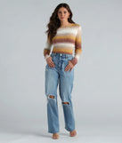 Sunset Ombre Stripe Tie Back Crop Sweater