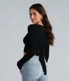 Give Me Looks Scoop Neck Wrap Tie Sweater Top