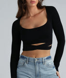 Give Me Looks Scoop Neck Wrap Tie Sweater Top