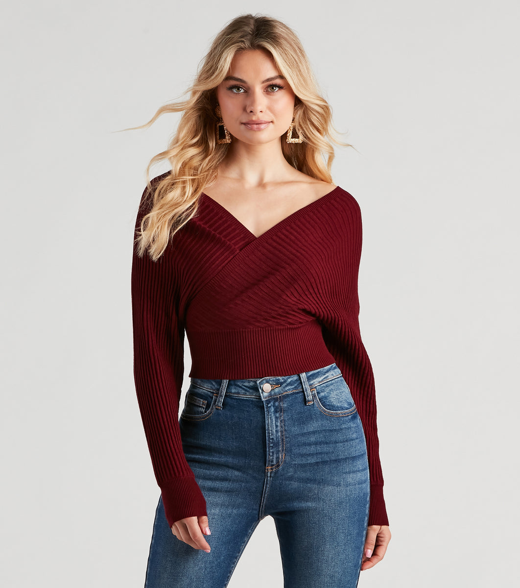Doll It Up Open Back Ribbed Sweater